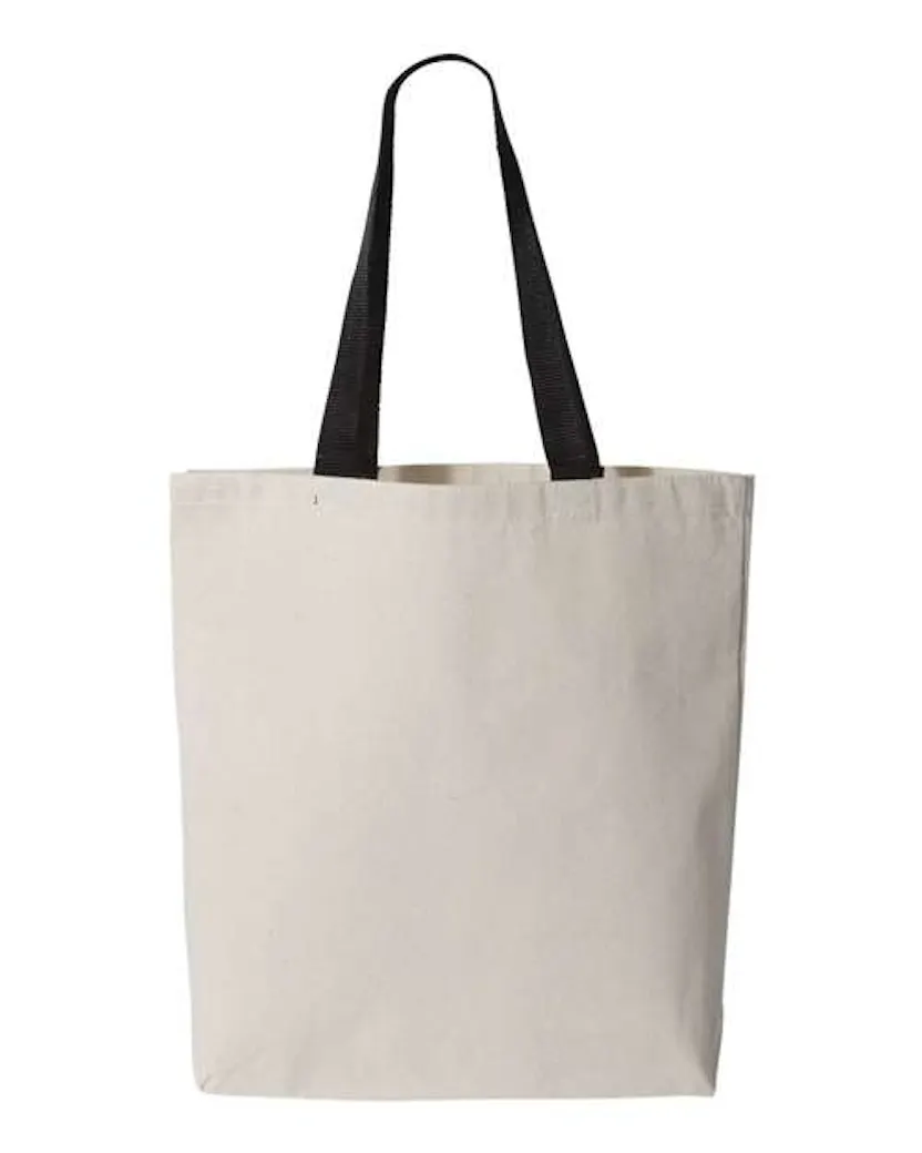 Q - Tees Q4400 11L Canvas Tote with Contrast - Color Handles - Ninja Transfers