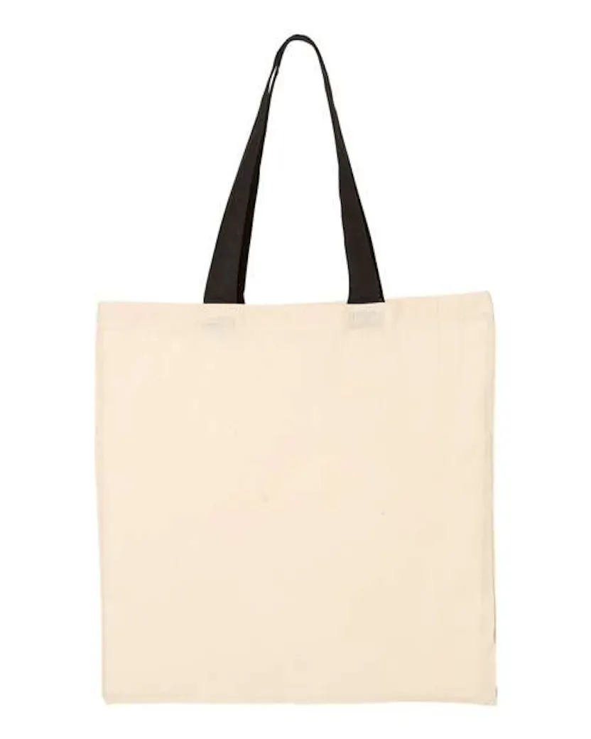 Q - Tees QTB6000 Economical Tote with Contrast - Color Handles - Ninja Transfers