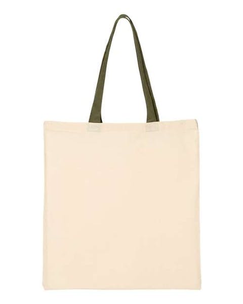 Q - Tees QTB6000 Economical Tote with Contrast - Color Handles - Ninja Transfers