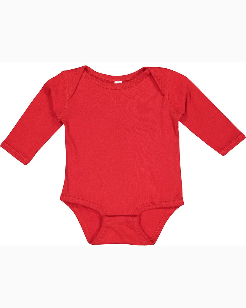 Rabbit Skins 4411 Infant Long - Sleeve Baby Rib Bodysuit - Ninja Transfers