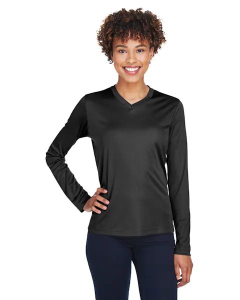 Team 365 TT11WL Ladies' Zone Performance Long - Sleeve T-Shirt - Ninja Transfers