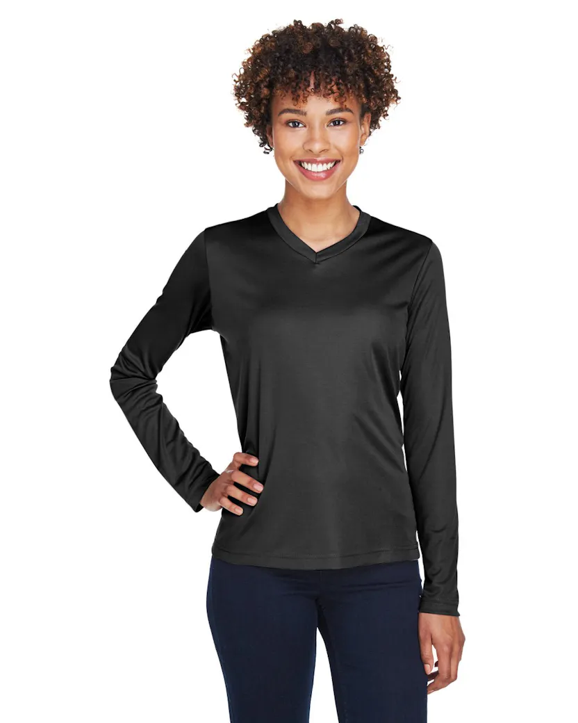 Team 365 TT11WL Ladies' Zone Performance Long - Sleeve T-Shirt - Ninja Transfers