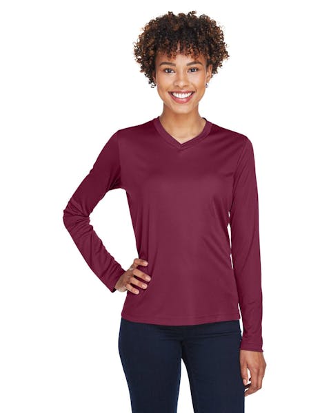 Team 365 TT11WL Ladies' Zone Performance Long - Sleeve T-Shirt - Ninja Transfers