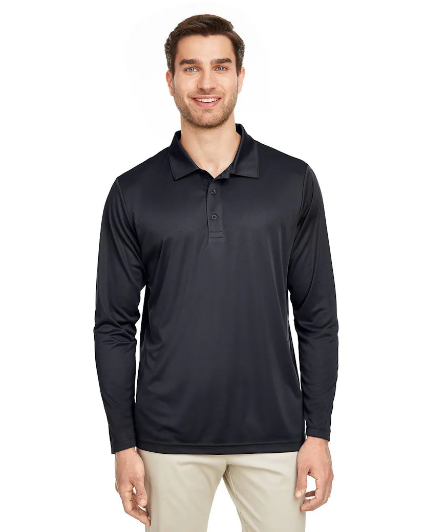 Team 365 TT51L Men's Zone Performance Long Sleeve Polo - Ninja Transfers