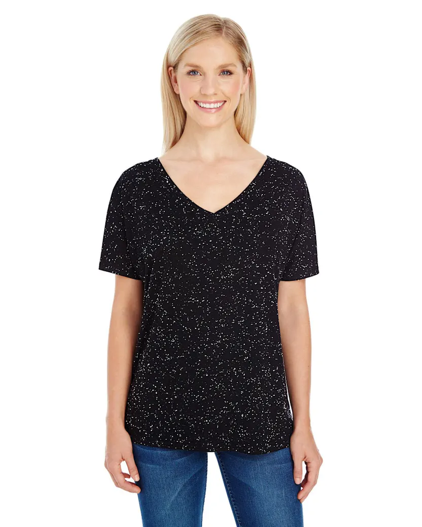 Threadfast Apparel 203FV Ladies' Triblend Fleck Short - Sleeve V - Neck T-Shirt - Ninja Transfers