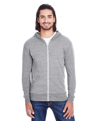 Threadfast Apparel 302Z Unisex Triblend Full - Zip Light Hoodie - Ninja Transfers