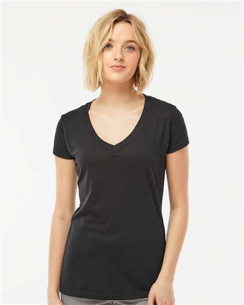 Tultex 244 Women's Poly - Rich V - Neck T-Shirt - Ninja Transfers