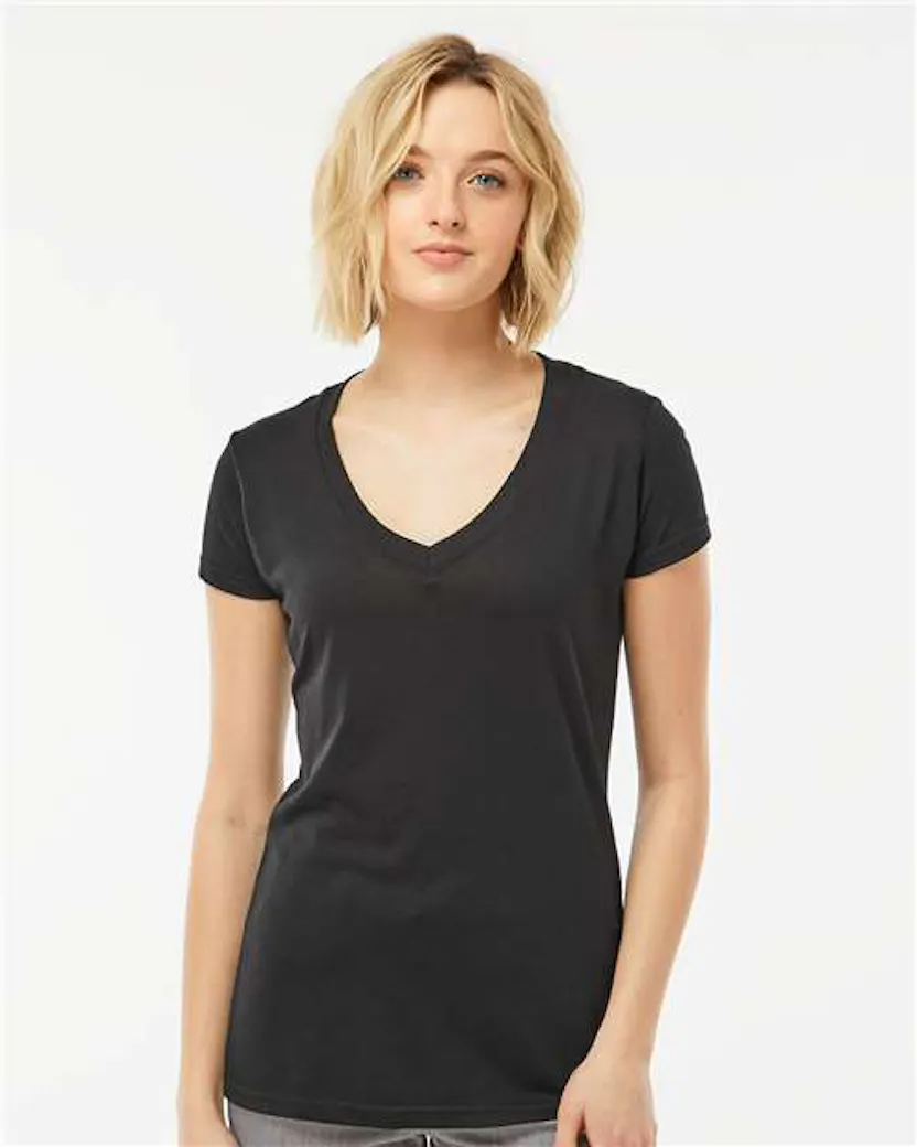 Tultex 244 Women's Poly - Rich V - Neck T-Shirt - Ninja Transfers