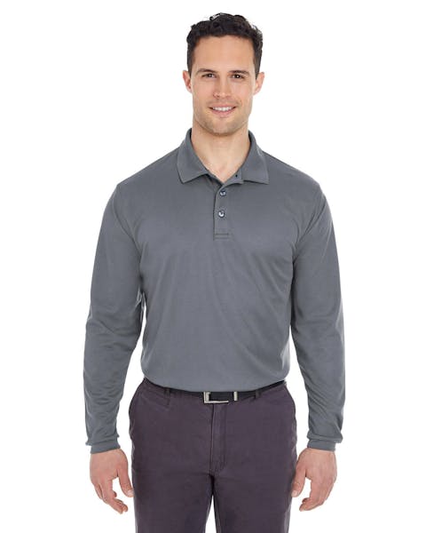 UltraClub 8210LS Adult Cool & Dry Long - Sleeve MeshPiqu Polo - Ninja Transfers