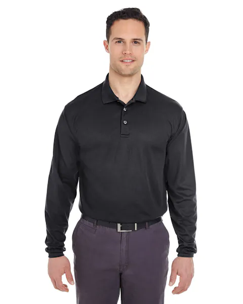 UltraClub 8210LS Adult Cool & Dry Long - Sleeve MeshPiqu Polo - Ninja Transfers