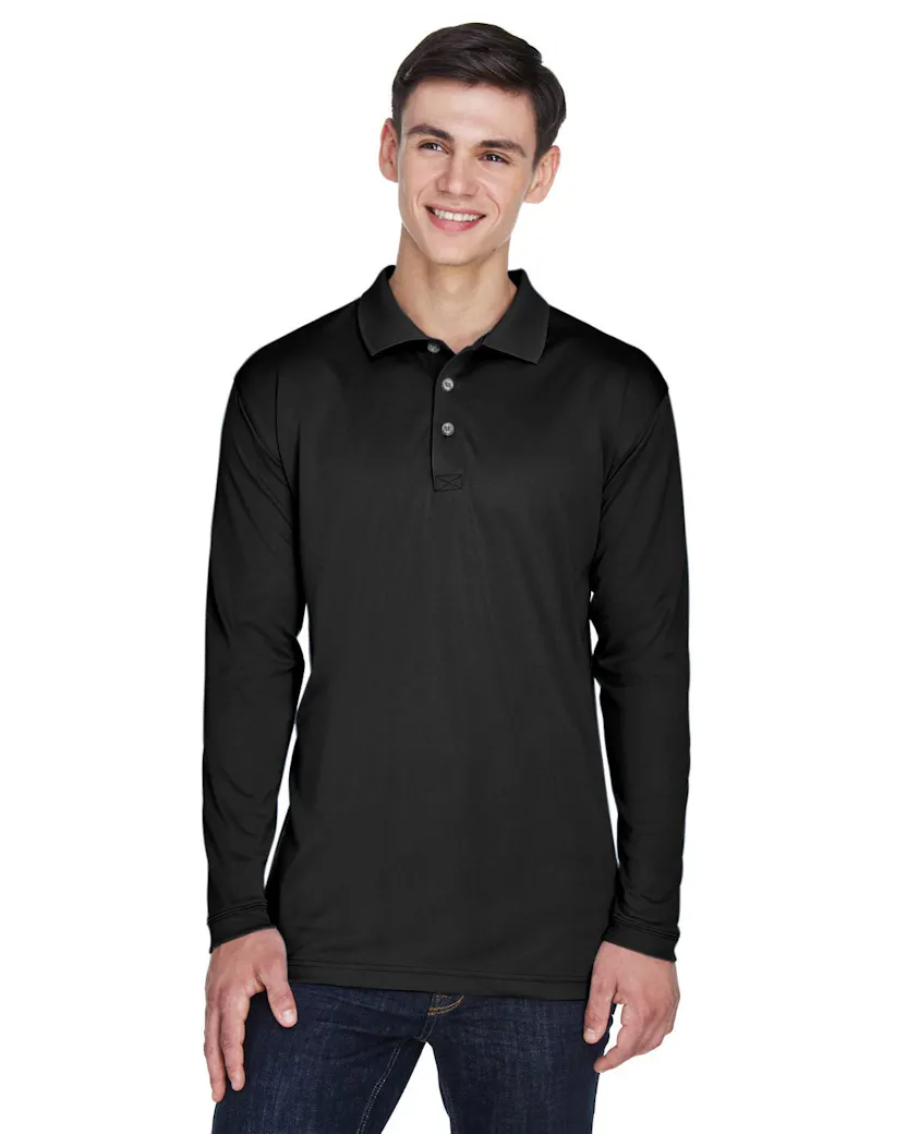 UltraClub 8405LS Adult Cool & Dry Sport Long - Sleeve Polo - Ninja Transfers