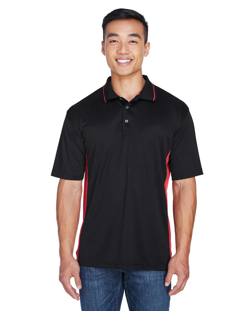 UltraClub 8406 Men's Cool & Dry Sport Two - Tone Polo - Ninja Transfers