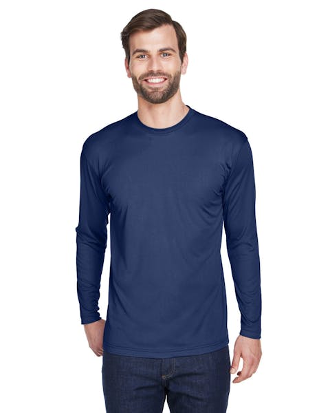 UltraClub 8422 Adult Cool & Dry Sport Long - Sleeve Performance Interlock T-Shirt - Ninja Transfers