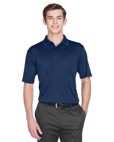 UltraClub 8610 Men's Cool & Dry 8 - Star Elite Performance Interlock Polo - Ninja Transfers