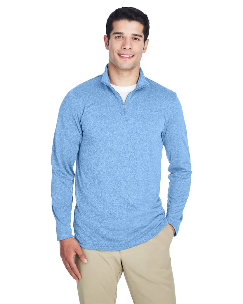 UltraClub 8618 Men's Cool & Dry Heathered Performance Quarter - Zip - Ninja Transfers