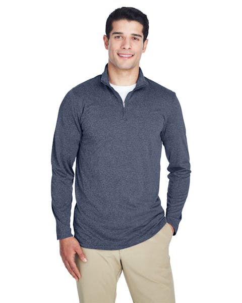 UltraClub 8618 Men's Cool & Dry Heathered Performance Quarter - Zip - Ninja Transfers