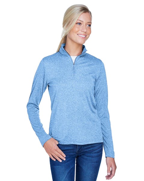 UltraClub 8618W Ladies' Cool & Dry Heathered Performance Quarter - Zip - Ninja Transfers