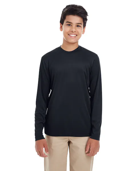 UltraClub 8622Y Youth Cool & Dry Performance Long - Sleeve Top - Ninja Transfers