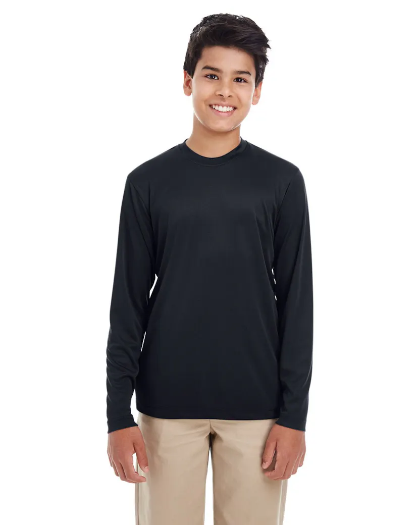 UltraClub 8622Y Youth Cool & Dry Performance Long - Sleeve Top - Ninja Transfers
