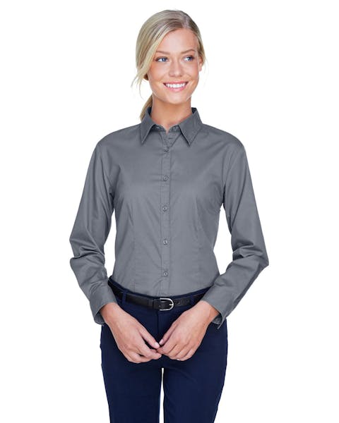 UltraClub 8976 Ladies' Whisper Twill - Ninja Transfers