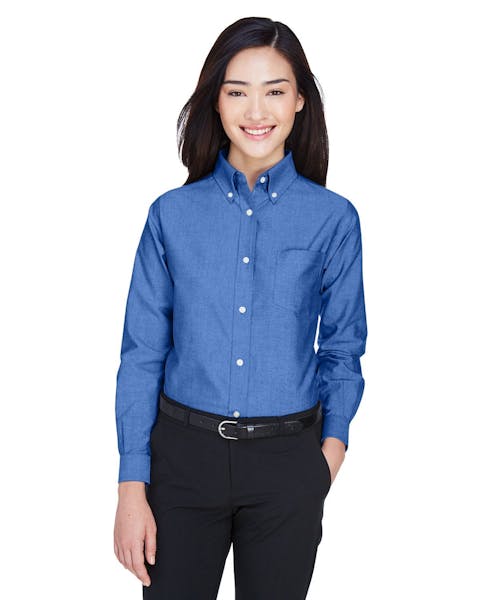 UltraClub 8990 Ladies' Classic Wrinkle - Resistant Long - Sleeve Oxford - Ninja Transfers