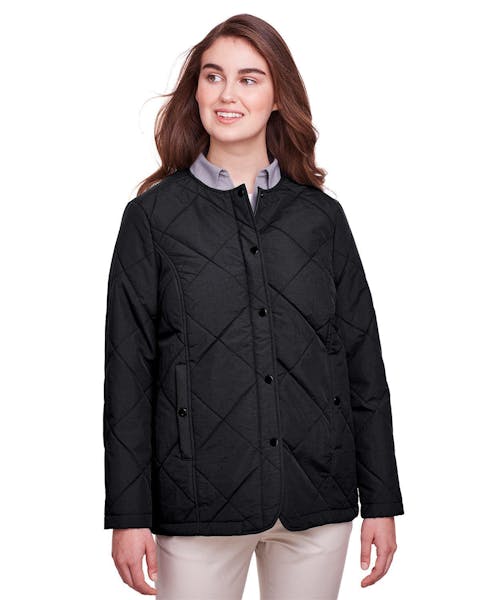 UltraClub UC708W Ladies' Dawson Quilted Hacking Jacket - Ninja Transfers