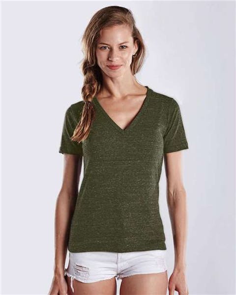US Blanks US2228 Women's V - Neck Overdyed Tee - Ninja Transfers