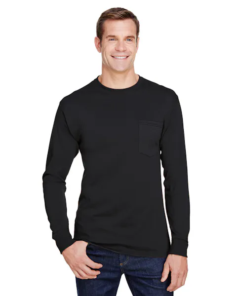 Hanes W120 Adult Workwear Camiseta de manga larga con bolsillo