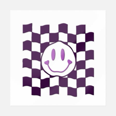 Warped Checker Smiley - Ninja Transfers